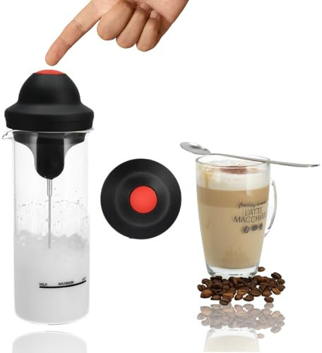 Montalatte elettrico da 450 ml, in vetro borosilicato, 7,5 W, senza BPA, in acciaio inossidabile, latte, cappuccino, latte macchiato, latte macchiato, cioccolata calda