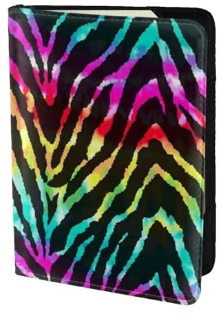 AABSTBFM Reisepasshülle mit buntem Regenbogen-Zebra-Druck, 14 cm, Leder, Reisepasshülle, Kartenetui für Damen und Herren, Schwarz , Einheitsgröße