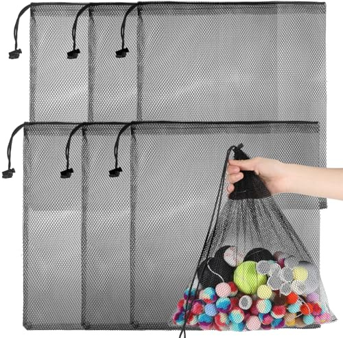 6pcs Laundry Bags with Drawstring Mesh Bag for Delicates Net Beach Tote Bag Drawstring Organizer Storage Mesh Bags Sand Toys Equipment Ball Camping Clothing Storage for Laundry Sports Swimming Pool