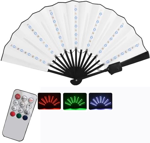 Faltbarer LED-Fächer, dreifarbig, für Partys, Festivals, Diskotheken und Musikkonzerte (Schwarz dreifarbig) ((weiß dreifarbig))
