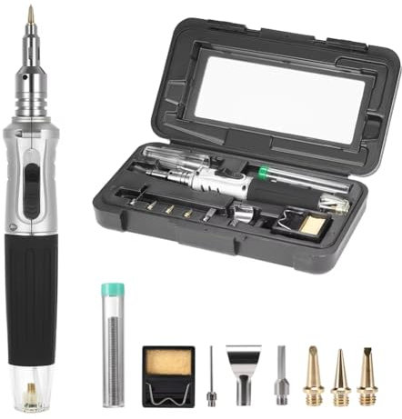 Heozlion Juego de Estuche para Soldador A Gas 10 en 1, Encendedor de Encendido Automático Multifuncional, Herramienta de Reparación de Bolígrafo con Soplete de Soldadura Inalámbrico