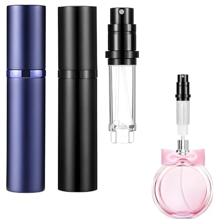 Lyivisk 2 atomizadores de perfume rellenables, 5 ml, atomizador de perfume para viajes, relleno de suelo, atomizador de perfume para hombre y mujer