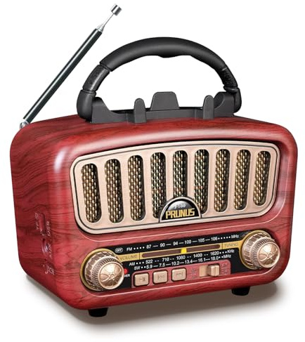 Poste Radio Vintage Rétro, Poste Radio Portable AM/FM/SW Bluetooth, Petite Radio avec Haut-Parleur 5 W, Prise en Charge des Fonctions USB/TF/AUX, pour Maison, Bureau et L'extérieur