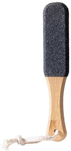 Pumice Stone for Feet Foot Scrub Pedicure Foot File & Pumice Stone Rasp with Ergonomic Wooden Handle -Scrubber for Removing Hard Dead Skin, Calluses (Black)