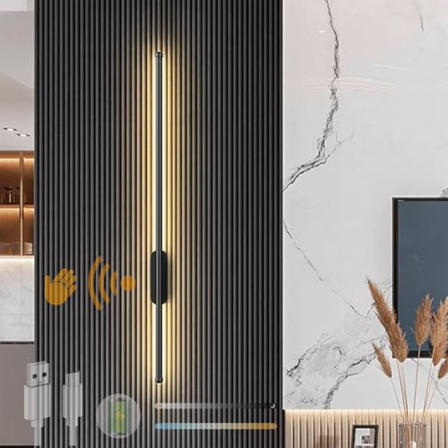 Lampada da Parete Lunga a LED per Interni con sensore di Movimento a sfioramento Manuale, Applique da Parete dimmerabili 2700K-6500K con Ricarica USB, per Cucina, Camera da Letto, corridoio, scal