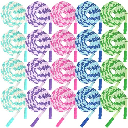 20 Stück Springseil Kinder, Verstellbare Seilspringen, Skipping Rope verstellbar, mit rutschfestem Griff, für Herren und Damen, Training, Geschwindigkeit, Fitness