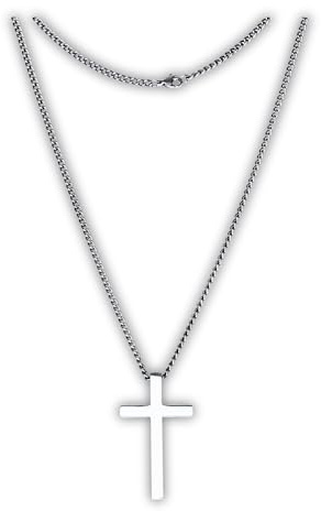 Lunara Atelier Titan Panzerkette 2,8 mm mit Kreuz Anhänger hochglanzpoliert, Halskette aus 100% purem TITAN, für Männer, hypoallergen, nickelfrei