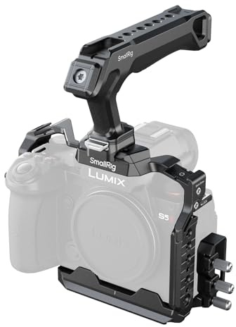 SMALLRIG Cage Kit for Panasonic G9 II / S5 II / S5 IIX with NATO Top Handle, Cable Clamp for HDMI & USB-C, Built-in Quick Release Plate for Arca, 1/4''-20 & 3/8''-16 Threaded Holes - 5752
