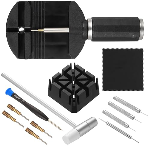 LEKABIN 11 Stück Uhren Werkzeug Set, Uhrenarmband Werkzeuge, Uhrmacherwerkzeug Set, Uhrenarmband Stifte Federstege Werkzeug, Uhren Reparatur Sets, mit Uhr Gulatoren, Uhrenstifte, Hämmer, Federstege
