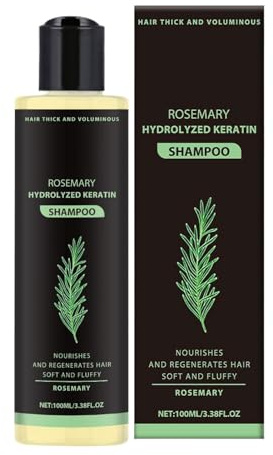 Shampoing Au Romarin Pour La Pousse Des Cheveux, 100 Ml. Shampoing Bio Naturel Épaississant Pour Cheveux Clairsemés, Fortifiant Et Nourrissant, Enrichi En Kératine Hydrolysée, Pour Femmes Et Hommes