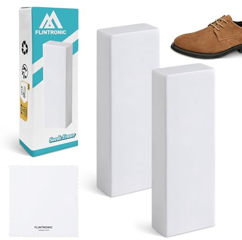 flintronic 2 pièces Gommes à Daim, Gomme pour Cuir Nubuck et Daim, Gomme Magique, pour Chaussures Revêtements de Cuir Accessoires