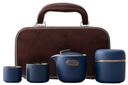 LYGSWDB Sockerburk Keramisk teförvaringsburk Hemmakontor Tekanna kopp Creative Portable Outdoor Travel Present Box Set Tekanister(E)