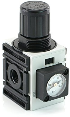 Druckregler Futura-Baureihe 0, bis 1000 l/min Druckminderer Druckluftregler (Kompaktmanometer / 0,5-8 bar)