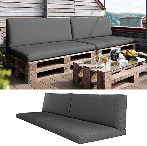 Vicco Palettenkissen Set, Outdoor Kissen, Anthrazit, 4 Teile