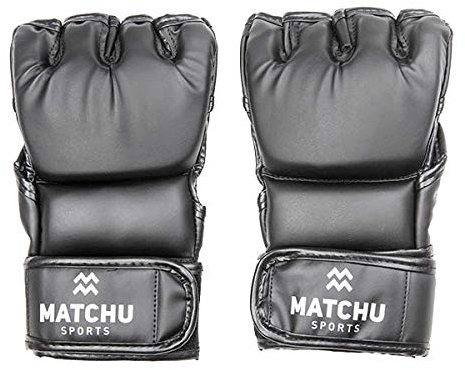 MATCHU - MMA-Handschuhe - Optimaler Halt für jedes Handgelenk - Geeignet für MMA und Grappling - Aus robustem PU-Leder - Sport - Kampfsport - (M)