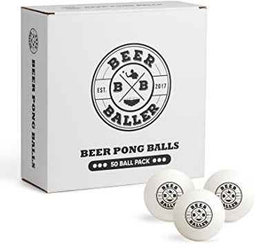 BeerBaller® Beer Pong Bälle - 50 Hochwertige Offizielle Wettkampf Bälle der Beerpong Bundesliga | Perfekt für das Partyspiel Bier Pong | Tischtennisbälle | Bierpong Tische