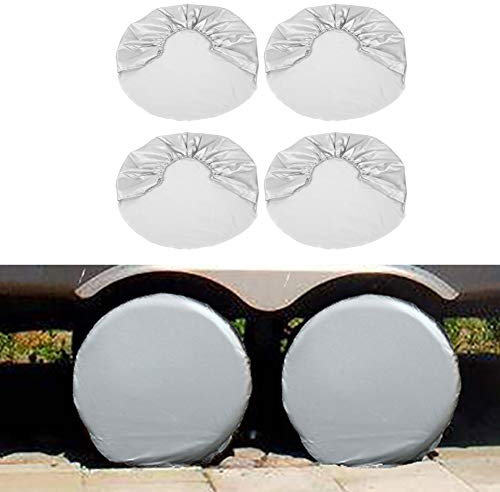 coperture per pneumatici-Copri Pneumatici per Ruota RV, 4 Pezzi Argento Protezioni Solari Impermeabili per Camper Barca Rimorchio Camper Van SUV, 27-29 per il Rimorchio del Camion del SUV Dell'a
