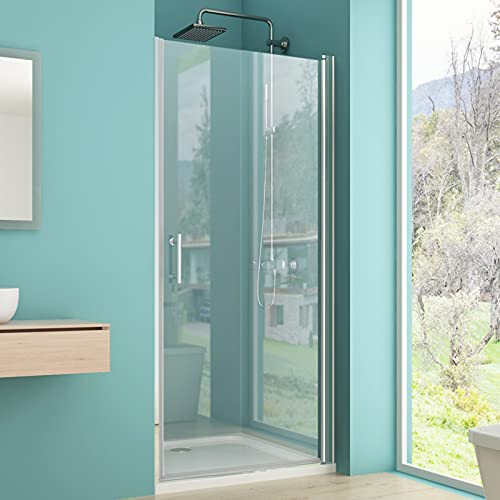 IMPTS Pendeltür Dusche 90cm, Nische Schwingtür Duschtür Duschwand Duschkabine 6mm ESG Sicherheitsglas mit Nano Beschichtung 195cm