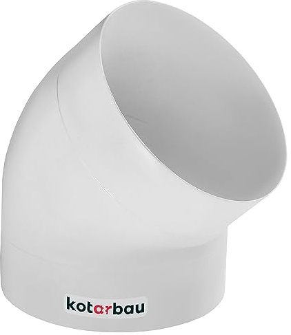 KOTARBAU® Tubo di ventilazione a 45° Ø 125 mm tubo di scarico in plastica bianca