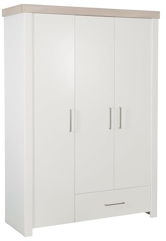 roba Kleiderschrank 'Lucy' 3-trg. mit Fronten in weiß, Kranz in 'Luna Elm'