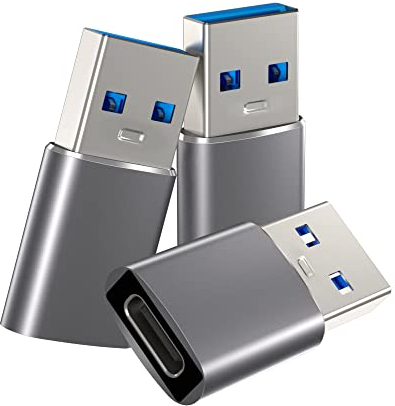 Orangeck Adattatore USB C Femmina a USB Maschio (3 Pezzi), Adattatore USB Tipo C 3.1, Ricarica Rapida e Trasferimento Dati Per iPhone 12 13 14 15, Samsung Galaxy S23 S22 S21, iPad 10 Mini 6 Air 4 5