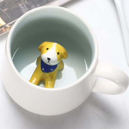 Hund Tasse Lustige Kaffeetasse Hund Tasse 3D Geschenk Keramik Teetasse mit Löffel Untersetzer Tee Kaffee Becher Mug Geburtstagsgeschenk Für Papa Frau Freunde