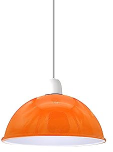 Metall-Lichtschirm für Deckenpendelleuchten, nicht elektrischer Glühbirnenschutz im Retro-Industriestil, kuppelförmige Vintage-Lampenschirme für Küche, Büro, Schlafzimmer (Orange)