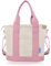 Damen Mittelgroß Handtasche Canvas Satchel Tote Bag Umhängetasche Shopper für Bücher Alltag Arbeit Schultertasche rosa