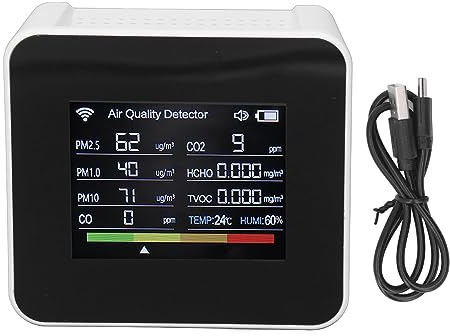 Air Quality Tester, CO2 HCHO TVOC PM2.5 PM10 CO WiFi Digital Air Monitor Quick Response for Public Places
