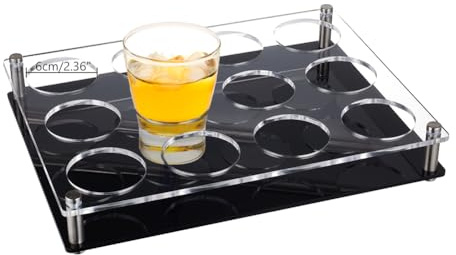NBEADS 12 Shot Glass Tray Holder, Clear Large Aperture Shot Glass Tray Shot Glass Serving Trays Beer Wine Glass Rack for Bar Party Club and Family Frenzy Party, Hole: 6cm