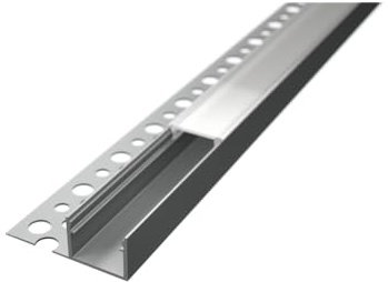Perfil de aluminio de 2 m, montaje en placas de yeso, azulejos para tiras LED, cubierta mate (BETA1L)