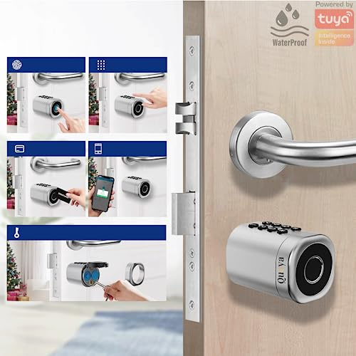 QUOYA K2 Smart Euro Cylinder Door Lock, Keyless Security Entry, 5-in-1 Unlock Method (95mm- 115mm) IP55 Waterproof Outdoor