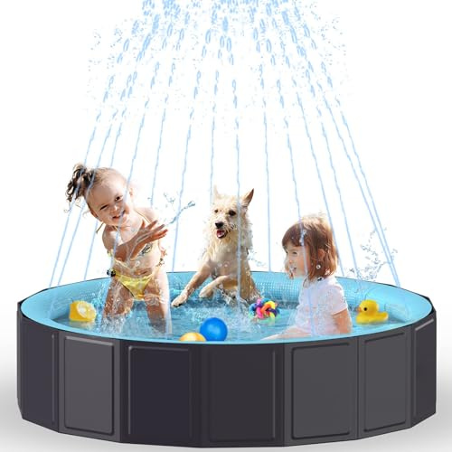 Rywell Piscina per Cani, Piscina Piegevole per Cani Antiscivolo e Resistente all'Usura Animali Domestici Piscina Bagno per Cani 160×30 cm