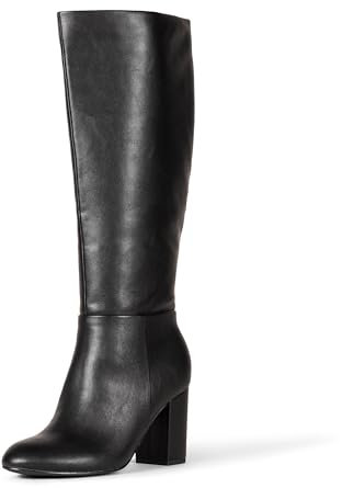 Amazon Essentials Damen Stiefel mit hohem Absatz, Schwarz Kunstleder, 38.5 EU