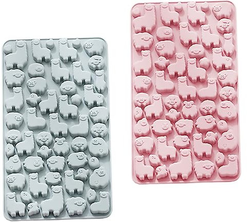 ABOOFAN 2pcs Alpaca Silicone Chocolate Molds Blue Pink Animal Shape Baking Molds for Homemade Candy for Boys and Girls and Parties