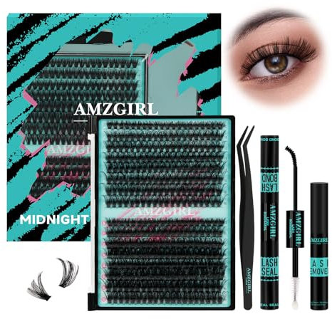 Kit Ciglia Extension 320 pezzi Kit Ciglia Finte fai da te Cluster Lashes colla e sigillante per ciglia, applicatore di rimozione per ciglia per extension per ciglia (60D, D-Mix10-16mmKit)