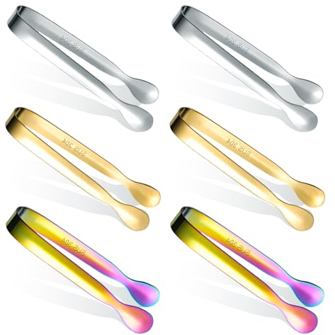 Edelstahl Zuckerzange Set,6 Stück Candybar Zangen,Zuckerzange,Eiswürfelzange,Süßigkeiten Zange,Küchenzange,Servierzange,Salatzange,Gebäckzange Süßigkeiten Candy Clip Set für Hochzeiten,Bar,Partys