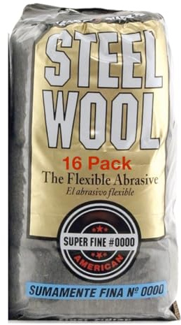 Rocky Mountain Goods 0000 Steel Wool Pads - 16 Pack of Ultrafine Steel Wool Pads for Glass, Windows, Chrome, Wood, Instrument Cleaning, Polish, Remove Paint, Glass Shower, Stove Tops, Furniture