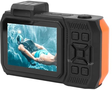 Fotocamera Subacquea, Fotocamera a Doppio Schermo Impermeabile, Fotocamera con Messa a Fuoco Automatica da 65 MP, Fotocamera con Zoom Ottico 10x da 2,88 Pollici 1,44 Pollici.