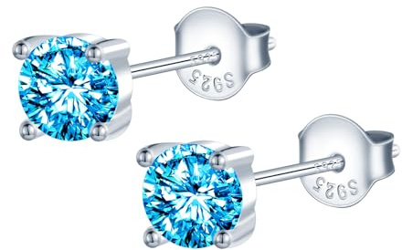MOOFUN 6MM Zirkonia Ohrstecker Damen Ohrringe Stecker 925 Silber Ohrring Rosegold/Silber/Gold/Schwarz Erstohrstecker Ohrschmuck für Mama Freundin Mädchen Schwester Frauen Geschenk Geburtstagsgeschenk
