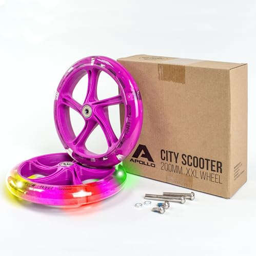 Apollo City Scooter 200mm Ersatzräderset - Pro Wheels mit ABEC 7 Kugellager, Roller Rad Ersatz-Räder passend City-Scooter, auch als LED-Rollen erhältlich