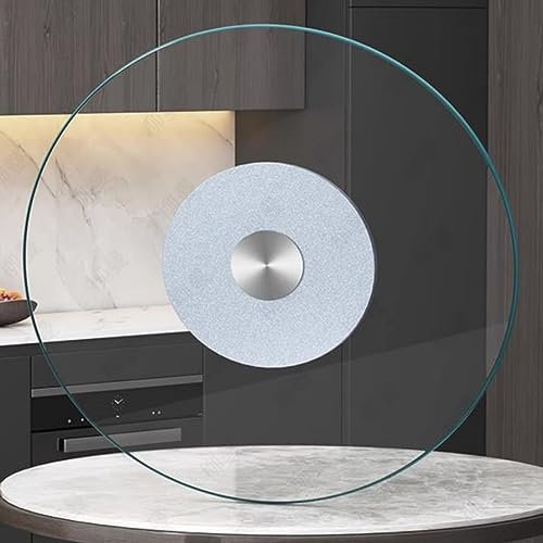 QSPNVFB 90cm Lazy Susan Piano Girevole in Vetro Temperato, Trasparente Vassoio Girevole per Tavolo da Pranzo, Piatto per Torte Girevole(Silver,70cm(28inch))