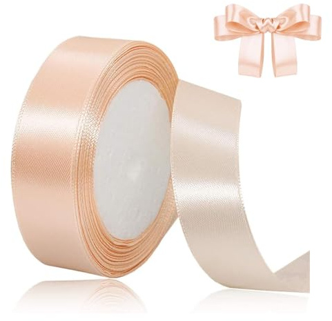 Satin Geschenkband, Satinband Champagnerpulver 25mm Breit 23 Meters Geschenkbänder Schleifenband für Geschenkverpackungen, DIY-Basteleien, Blumensträuße, Nähprojekte, Schleifenherstellung