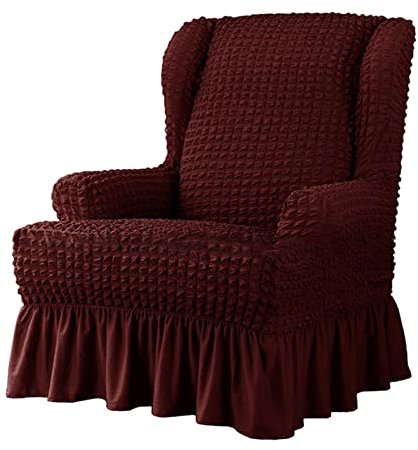 Stuhlhussen mit hoher Dehnung, Jacquard-Sesselhussen in Rot, elastischer Spandex-Stoff, Möbelschutz für Ohrensessel, Couch, Schonbezüge für Sessel, 2-teilig