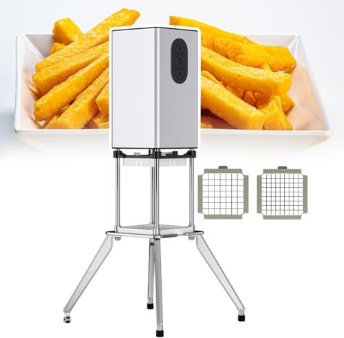 pedenencelia Tagliapatate Professionale Patatine Fritte,Taglio Rapido,Tagliapatate Elettrico Patatine Fritte 600 W,con Lame 9 Mm E 12,2 Mm,Taglio Uniforme,per Patate,Carote,Melanzane,Silver