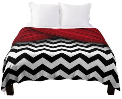 LUNMENGCC Twin Peaks Tende rosse in bianco e nero coperta divertente spiaggia addensare Cosplay Anime letti morbidi coperte