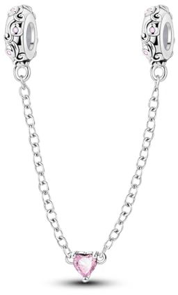 LIGHTDOG 925 Sterling Silber Sicherheitskette Charm für Europäische & Pandora Armbänder,Niedliches Geschenk Schmuck Mädchen Mode Liebe Schloss Charms
