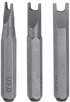 QUARKZMAN Embout de Tournevis de Type U Ensemble 2,0-3,0 3pcs | 5/32 Tige Hexagonale, 28mm L, Acier S2, Magnétique, Tête en U, pour Tournevis Manuels Électriques Réparation de Précision