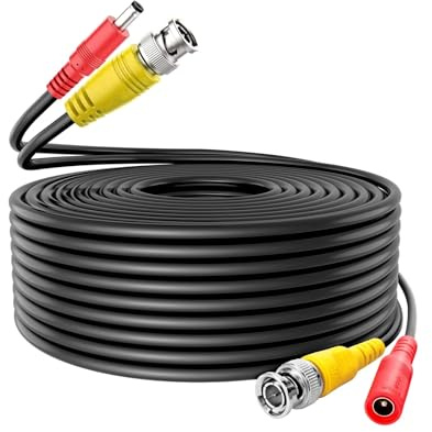 MaxSell BNC Security Camera Cable, 5-50M Length, Compatible with DVR/CCTV/AHD/CVI/TVI Systems, Black (25M)