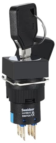 Interruttore a pulsante con manopola rotante da 16 mm, 2 o 3 posizioni, autobloccante, 3/6 pin, selettore a chiave quadrato rotondo, interruttore di accensione/spegnimento(Square key button,1NO1NC 3PI